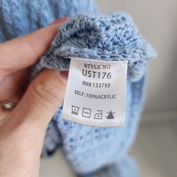 POL Lace Doily Patch Crochet Hooded Grannycore Cardigan RARE Sweater Blue Size S - Picture 10 of 11